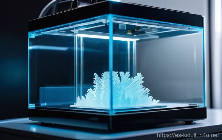3D 프린터용 레진 추천 - **Prompt:** A close-up shot of a person's hands holding a newly 3D printed, functional mechanical pr...